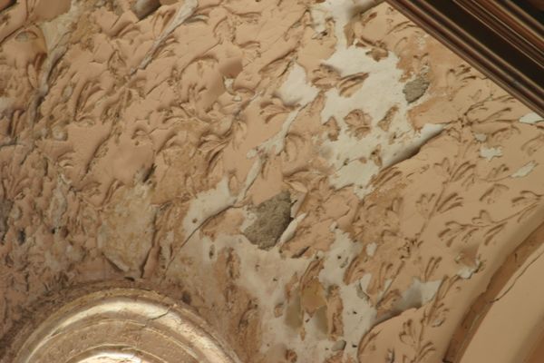 Ceiling in gallery still to be repaired